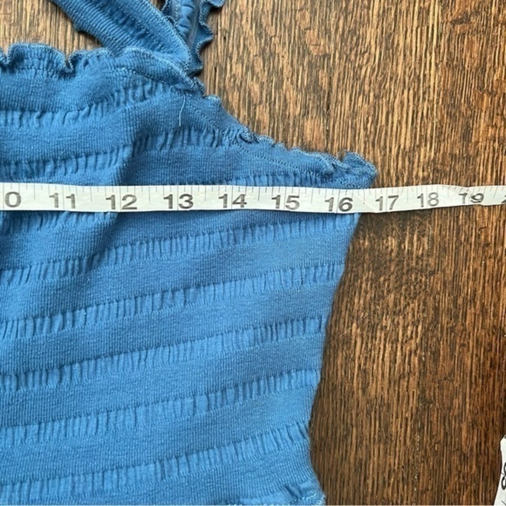 Betsey Johnson Blue Eyelet Midi Dress Size Large Smocked Bodice Tiered - Picture 5 of 10